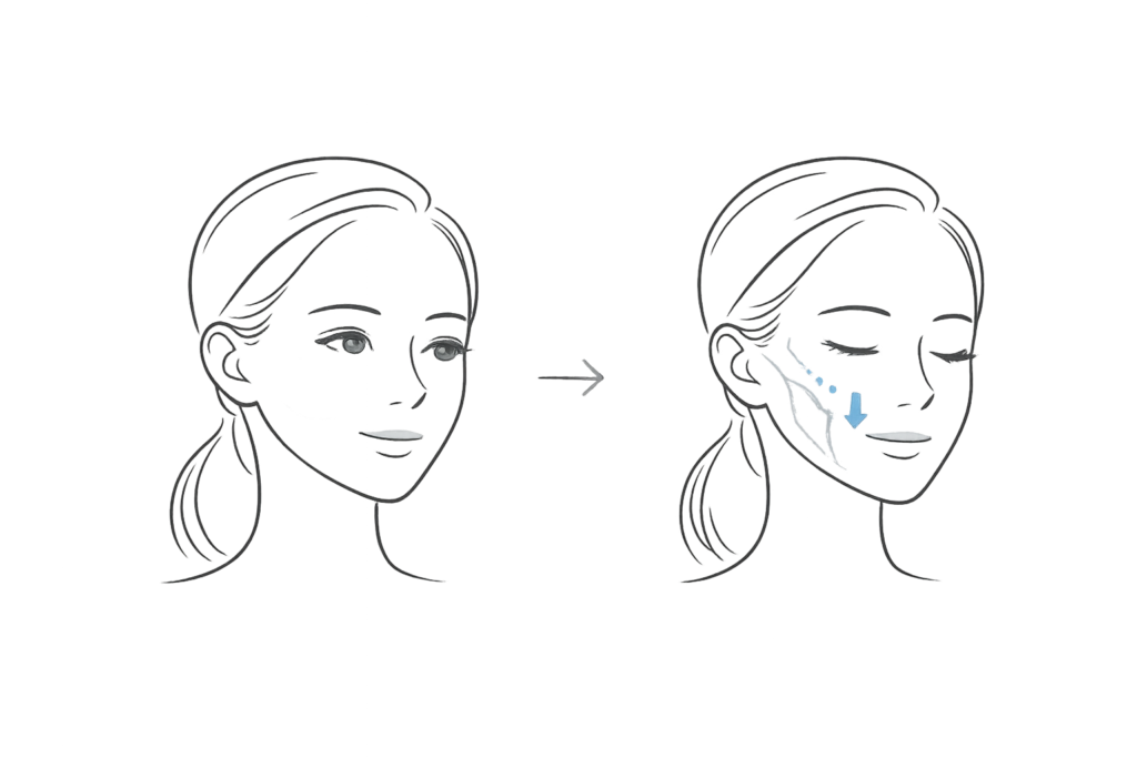 頬コケが起きる主な原因（脂肪・骨・皮膚のボリューム低下）
